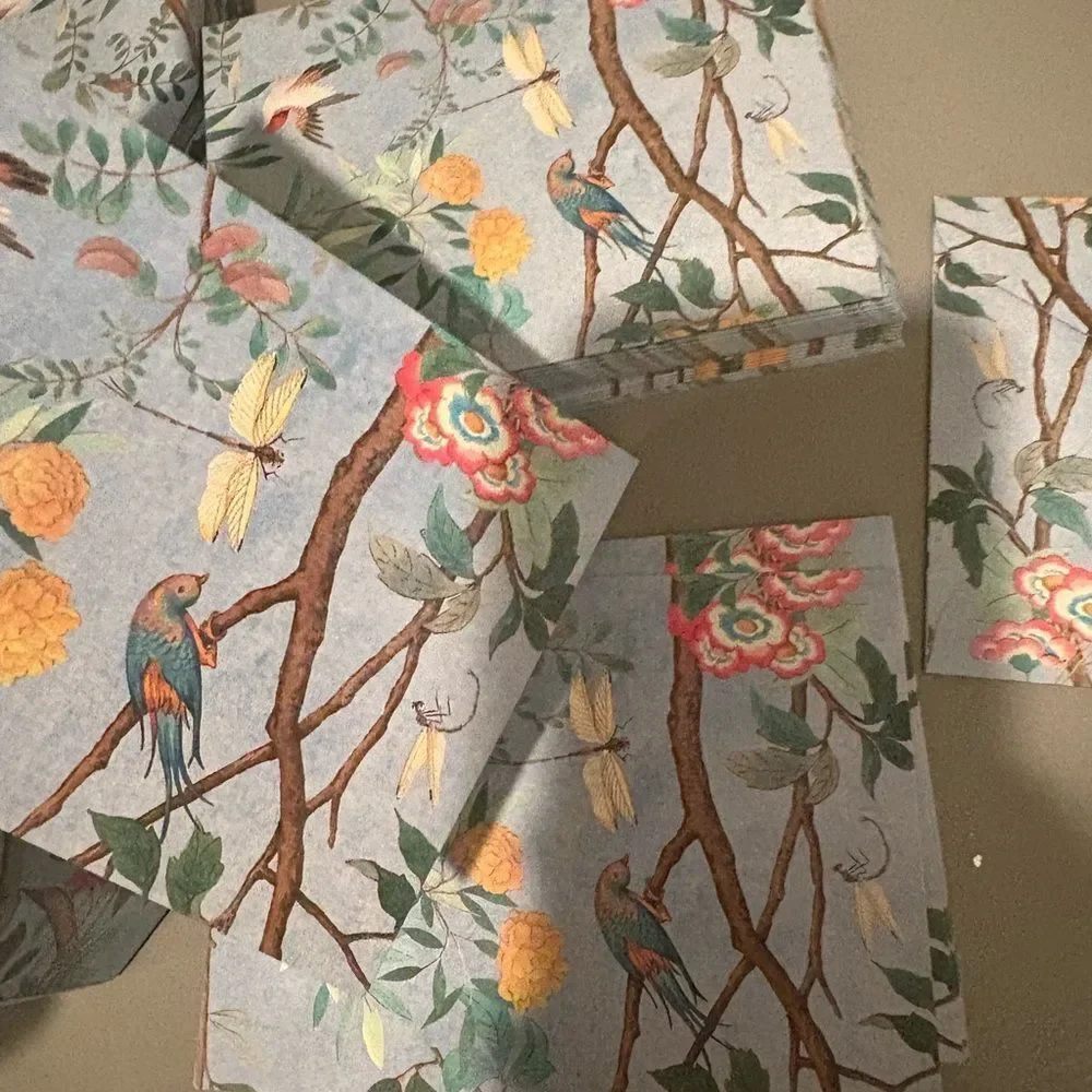New  with box GUCCI blue Tian bird flower & nature print card envelope set